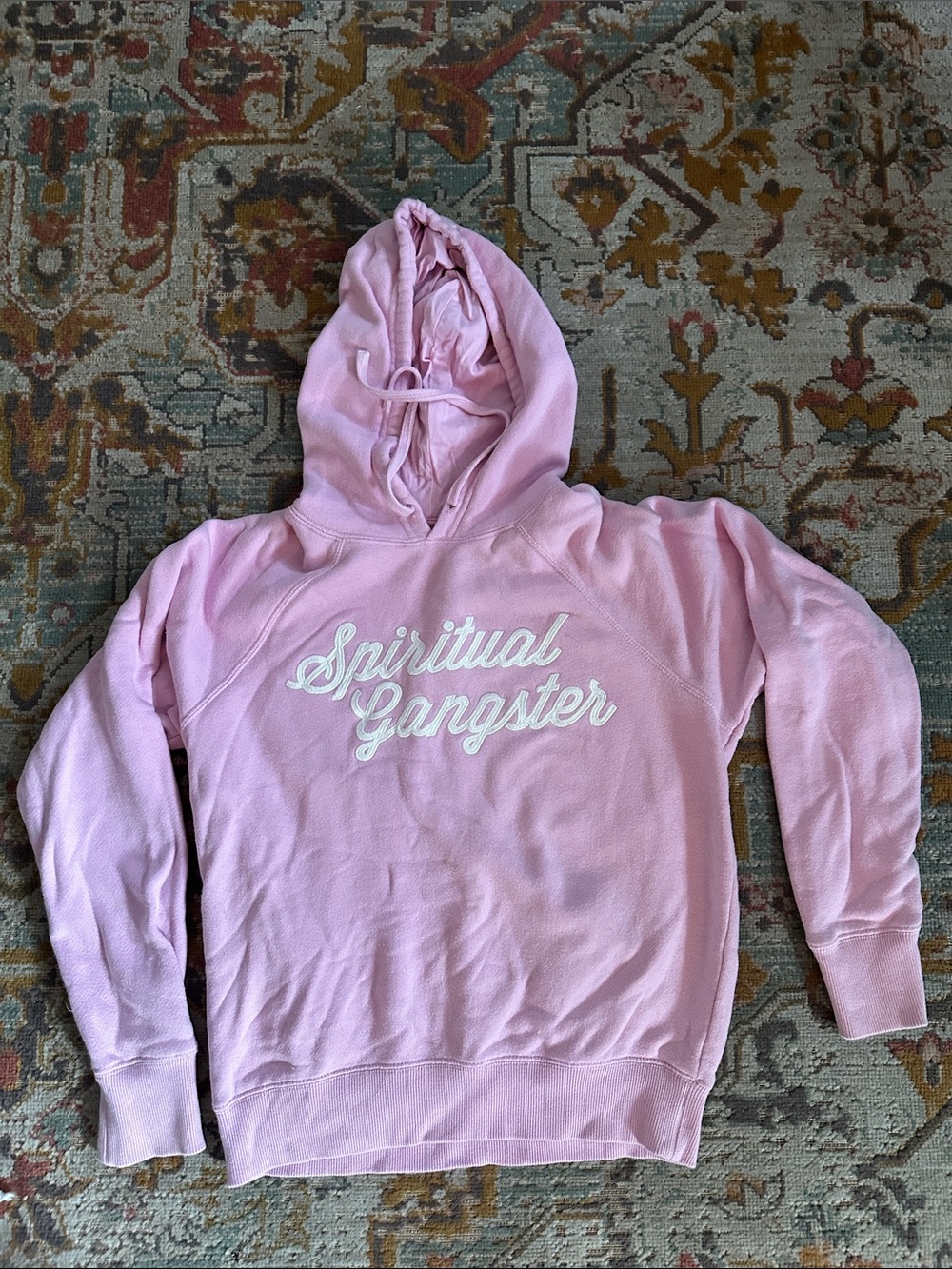 Spiritual Gangster Light Pink Pullover Hoodie with Script Logo